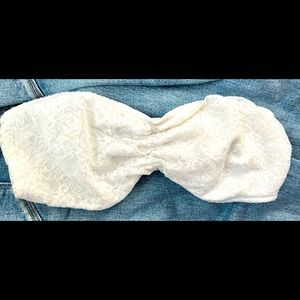 Victoria’s Secret Pink Brand White Colored Lace Floral Bandeau Size Medium